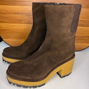 Homers Artisan Aspen Platform Boots Brown Suede Lug Sole EU 40